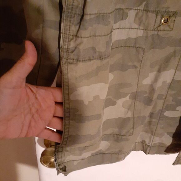 AEO jacket American Eagle Outfitters khaki green tan camo military m canvas top - Picture 3 of 7